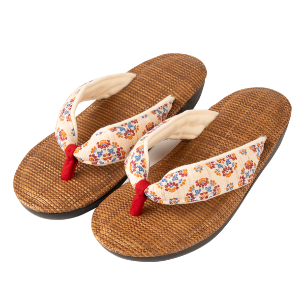 雪駄 パナマメッシュ焦茶 唐花紋 【レディース】|R464