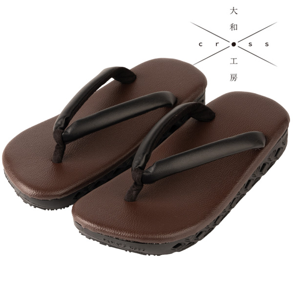 雪駄 YAMATO KOBO -cross-PVC焦げ茶天板 黒ソール｜YC11（RED）